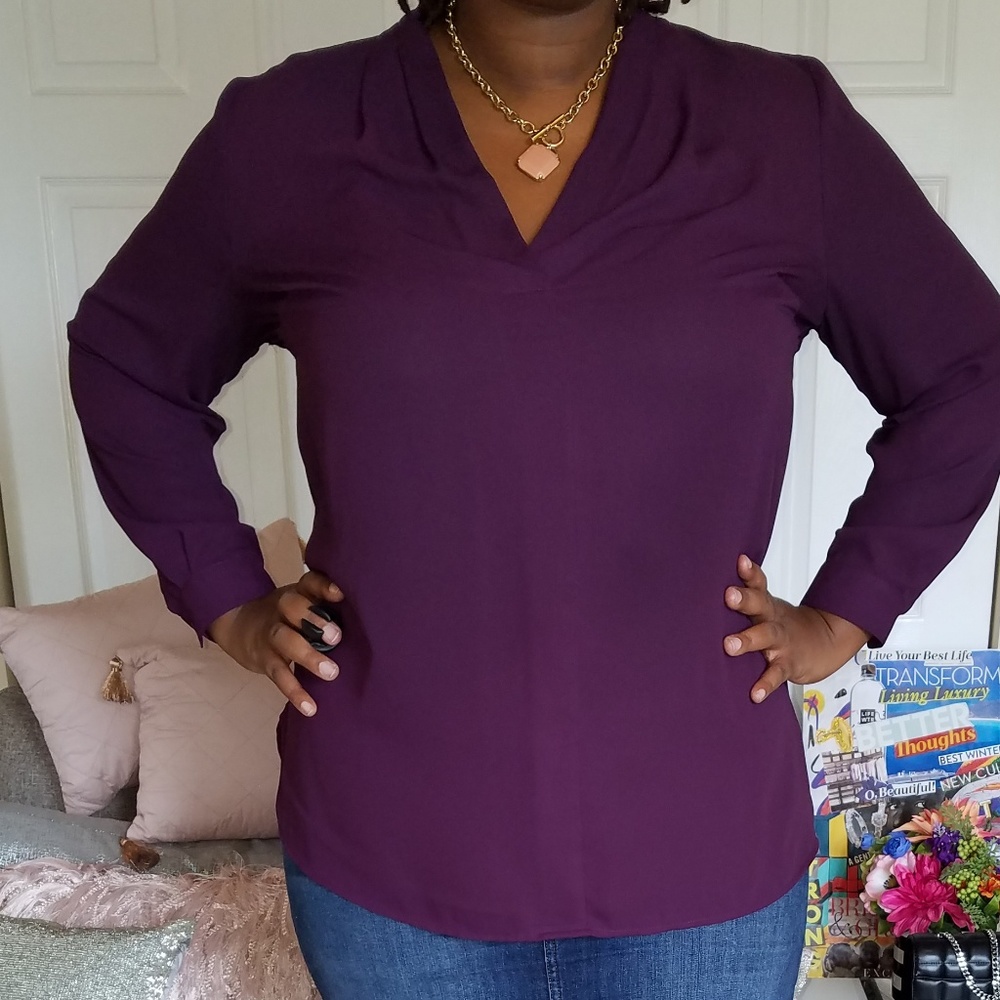 Plus Size 2X Vince Camuto Plum Long sleeve blouse